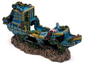 Penn Plax Adorno Pecera Resina Barco Hundido, 18x5x8 Cms