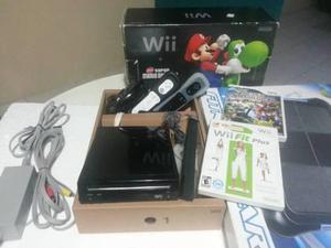 Wii Nintendo Negro Con Accesorios Y Tabla Fitness Board