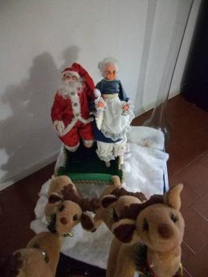 Adorno De Navidad Trineo Mama Y Papa Noel Usado