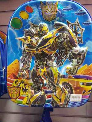 Morrales Transformers Cars Spiderman Bolsos Para Niños