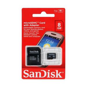 Memoria Micro De 8 Gb Sandisk Original Adaptador Sd Hd Sdhc