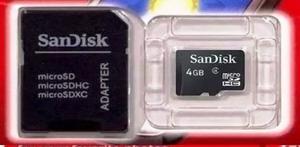 Memoria Micro Sd 4gb Sandisk + Adaptador Celular Camara Mp3