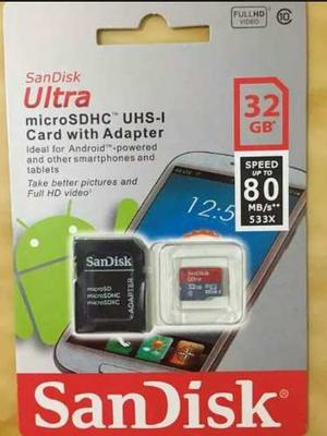 Memoria Microsd 32 Gb Ultra, Marca Sandisk