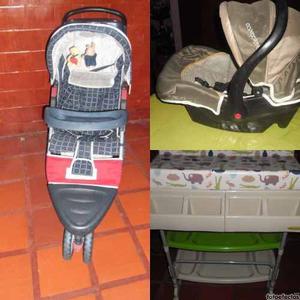 Coche De Bebe De 3 Ruedas, Porta Bebe Y Bañera Con