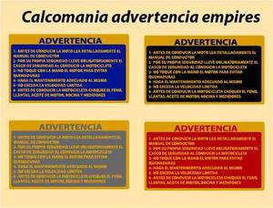 Calcomania Advertencia Tanque Moto Empire