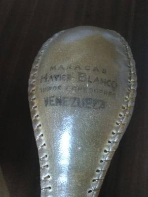 Maracas Salseras Grandes De Cuero Havier Blanco Nuevas