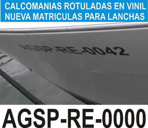 Calcomanias En Vinil Matriculas Para Lanchas Y Barcos