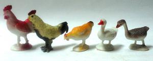 Cinco Juguetes Miniatura Figuras Aves De Corral