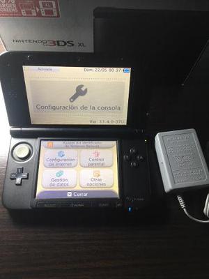 Nintendo 3ds Xl Black Microsd Caja Manuales Cargador