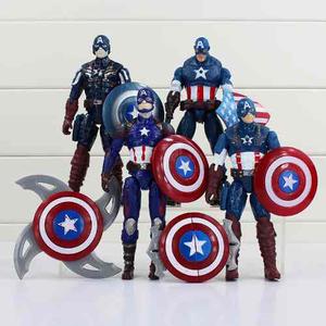 Set 4 Figuras Capitan America + 2 Escudos Especial Coleccion