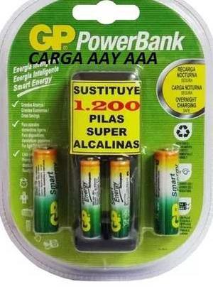 Cargador Gp + 4 Baterias Pilas 2 Aaa / 2 Aa Recargables Powe