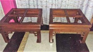 Mesa De Madera Mesita Con Sus Vidrios Usada