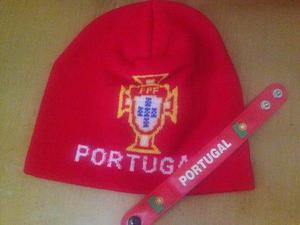 Gorro Tejido Futbol Portugal + Pulsera Brazalete