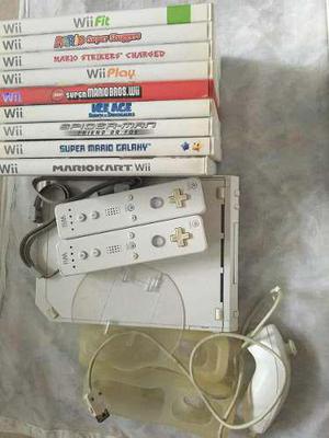 Nintedo Wii Usado + 2 Controles Y Nunchuk + 9 Juegos Origina