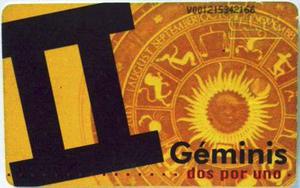 Coleccionable Tarjeta Cantv Usada 1998 Géminis Dos Por Uno