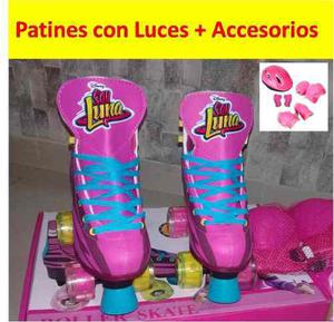 Patines Soy Luna Con Luces Led + Accesorios Completos