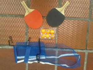 Set De Ping Pong.2 Raquetas, 6 Pelotas, 1 Malla Y 2 Parales