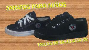 Zapatos Para Niños Tipo Converse Azul/negro Tallas 26 Al 35