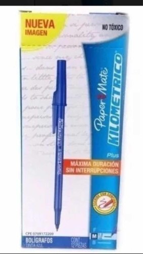 Bolígrafos Kilométricos Papermate Solo Azules Cajax12 Uds
