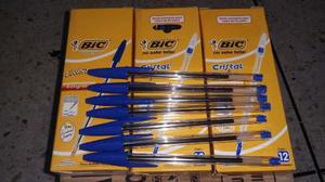 Boligrafos Bic Azul Cristal Fino 12 Unidades