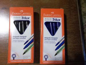 Boligrafos Faber Castell Trilux Azules Y Negros (cajax12)