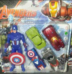 Set De Capitan Americacon Sus Carritos Juguetes Para Niños