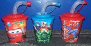 Vasos Para Niños Niñas Loncheras Pequeños Cars Spiderman