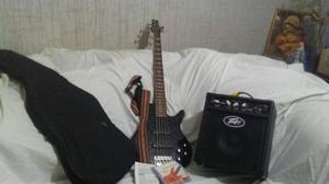 Bajo 5 Cuerdas Marca Ibanez + Amplificador Y Forro