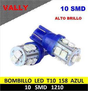 Bombillo Muelita Led T10 Azul Alto Brillo Carros Motos Und