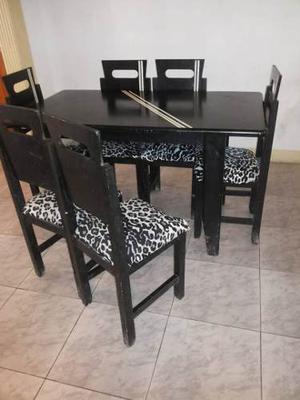 Comedor Mesa De 6 Puestos Con Detalles Madera