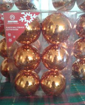 Bolas (caja De 6) Para Arbolito Navidad Y Luces Led Blancas