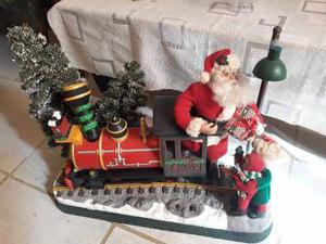 Hermoso Adorno Navidad Tren Santa Electrico Luz Humo Grande