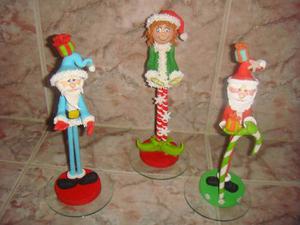 Muñecos De Santa Navidad En Masa Flexible, Adornos