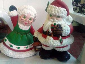 Santa Claus Y Sra Claus En Ceramica Navidad