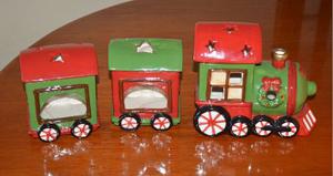 Tren De Navidad De Ceramica Tres Piezas