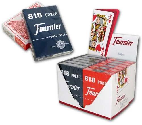 Caja De 12 Mazos De Cartas Fournier Poker 818 Azul Y Roja S6