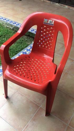 Silla Plastica Marca Alfahogar Color Rojo