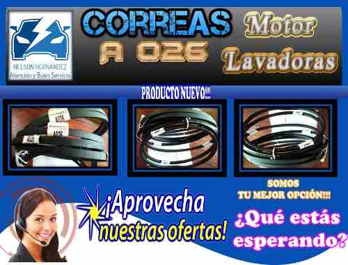 Correas Para Motor De Lavadoras Modelo A 026