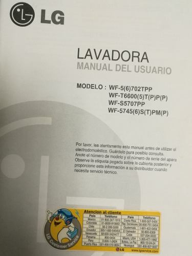 Manual Del Usuario Lavadora Lg