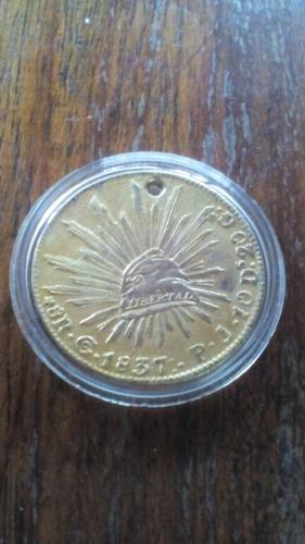 Moneda Mexicana 8 Reales Bañada En Oro De 