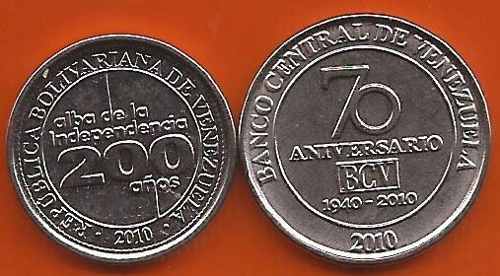 Monedas Conmemorativas De Venezuela, 2 Pz, Sin Circular...