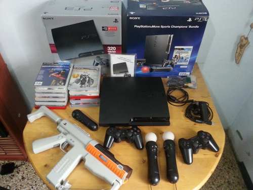 Mega Combo Playstation 3 Move 320 Gb 5 Controles 12 Juegos