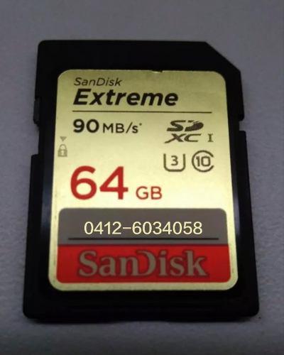 Memoria Sd 64 Gb Sandisk Clase 10 Extreme Plus 90mbs