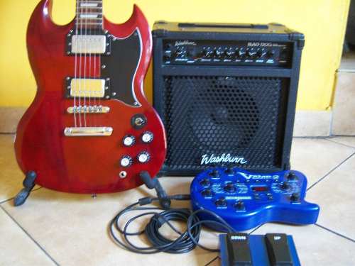 Combo Guitarra Eléctrica+ Pedal V-amp+amplifica Washburn
