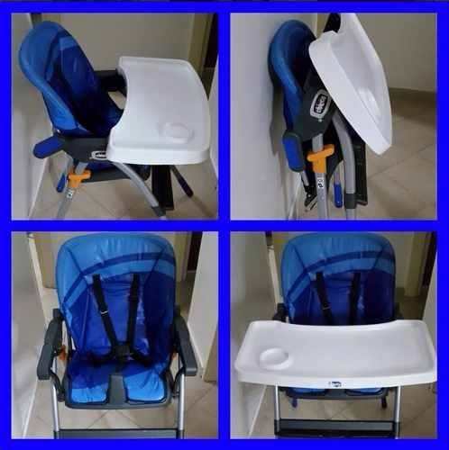 Silla De Bebe Para Comer, Color Azul. Marca Chico