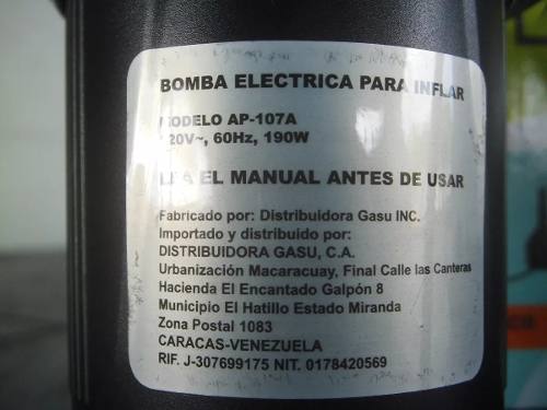 Bomba Compresor Electrico Inflar Desinflar Colchones Piscina