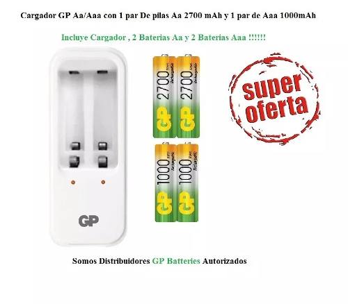 Cargador Gp + 2 Baterias Aa mah + 2 Aaa mah K