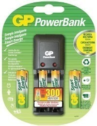 Mini Cargador Bateria Gp Powerbank 2 Aa /aaa Nimh + 2 Aaa/aa