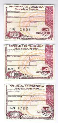 Timbres Fiscales De 1.000 Bolívares Serie Sin Letra