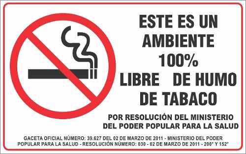 Aviso Señalizacion Libre De Humo 50x80 Pvc Rigido